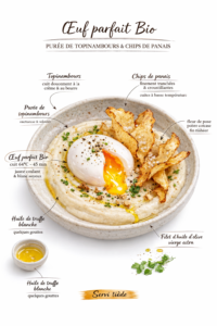 Image oeuf parfait sur purée de topinambours